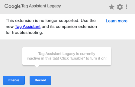 Tag assistant en modo legacy