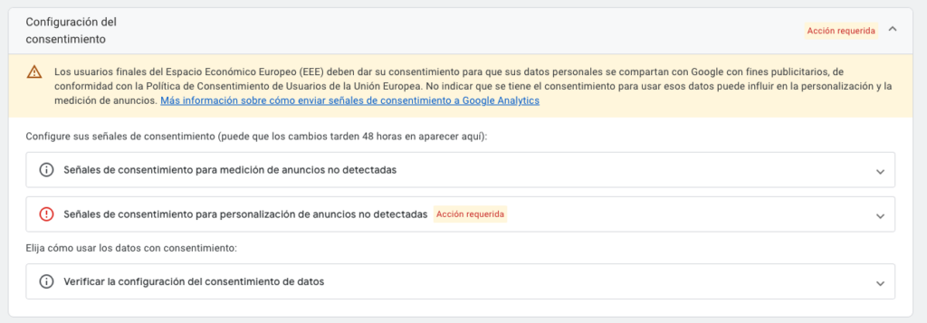 Aviso consentimiento GA4