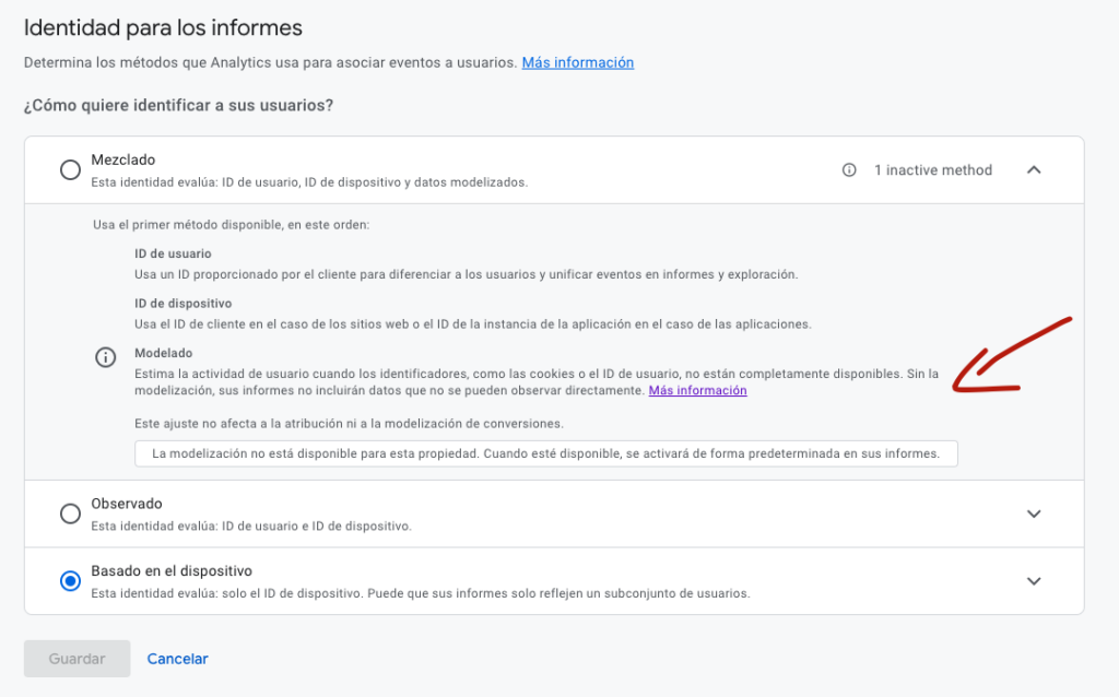 cómo saber si mi ga4 es elegible para modelado