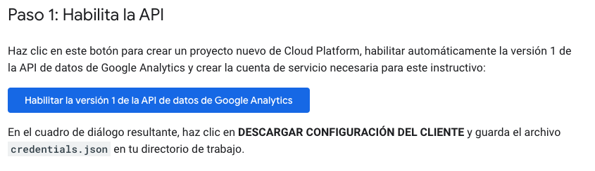habilitar la api directamente