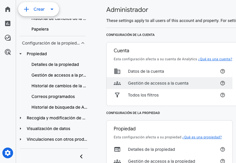 acceso cuentas ga4