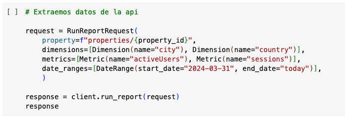 request de la api de ga4